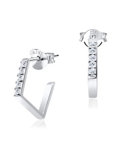 Designed Half Square Silver Stud Earring STS-3211